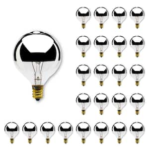 25-Watt Warm White Light G12 (E12) Candelabra Screw Base Dimmable Half Chrome Incandescent Light Bulb, 2700K (25-Pack)