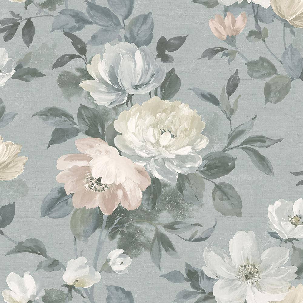 Wall Vision Peony Grey Floral Grey Wallpaper Sample 2827 7224sam The Home Depot