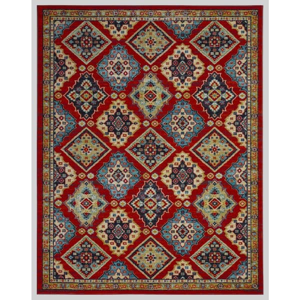 Concord Global Trading Eden Collection Panels Rust 6 ft. x 9 ft. Machine Washable Traditional Indoor Area Rug