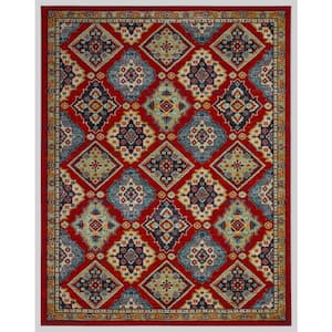 Eden Collection Panels Rust 8 ft. x 10 ft. Machine Washable Traditional Indoor Area Rug
