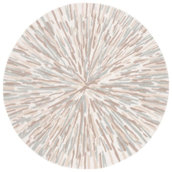 SAFAVIEH Fifth Avenue 4 ft. x 4 ft. Ivory/Gray Abstract Gradient Round Area Rug