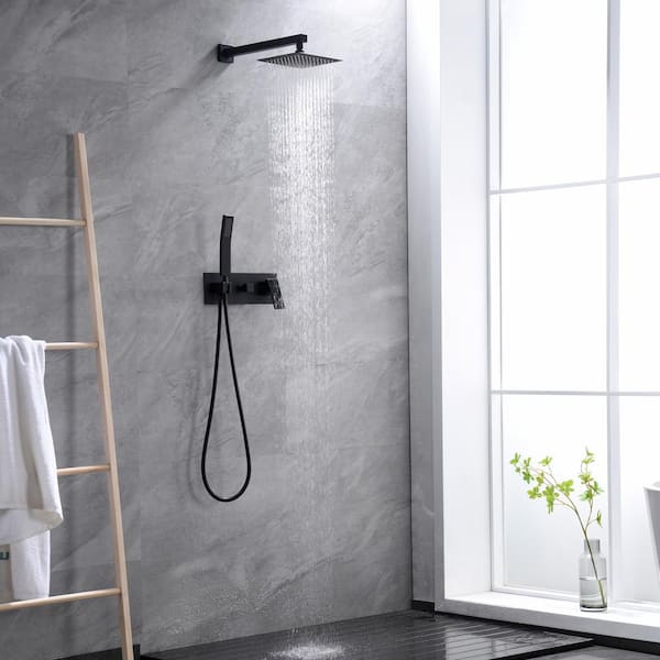 Modern 1-Handle 1-Spray Shower Faucet 1.8 GPM with Pressure Balance in Matte Black (Valve Included)