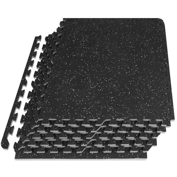 Rubber Top Exercise Puzzle Mat Grey 24 in. x 24 in. x 0.5 in. EVA Foam Interlocking Tiles (6-Pack (24 sq. ft.)