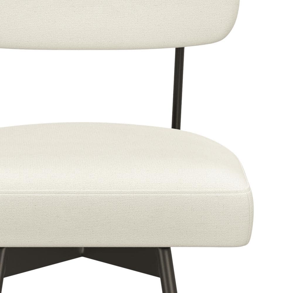 Natural Linen and Metal Swivel Bar Stool Set