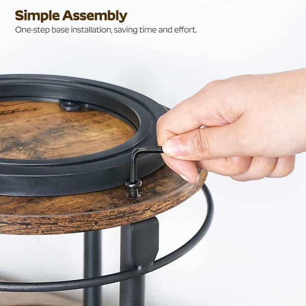 Wudkey 2-Tier Rustic Brown Rotating Spice Rack, Lazy Susan