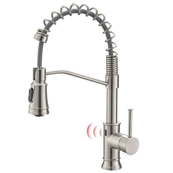 Satico Single-Handle Pull-Out Sprayer Kitchen Faucet with Sensor in Brushed Nickel