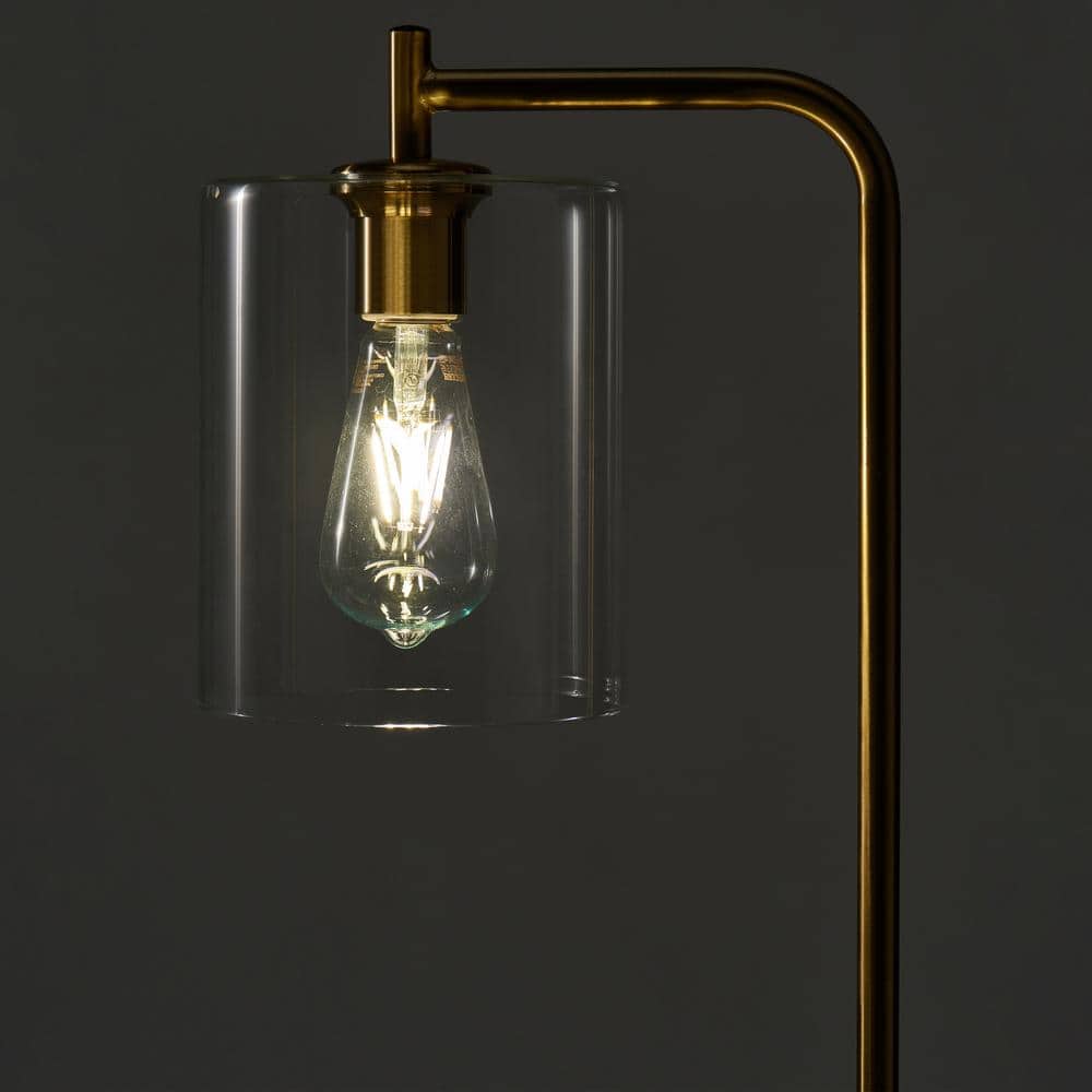 Elizabeth Brass Industrial LED Floor Lamp with Edison Bulb and Smart Compatibility