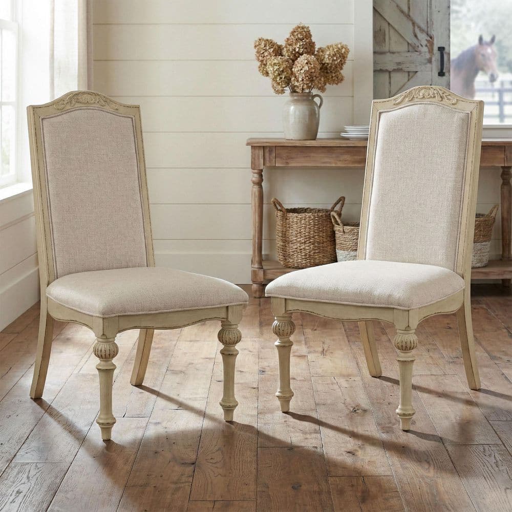 Willadeene Rustic Antique White Side Dining Chairs (Set of 2)