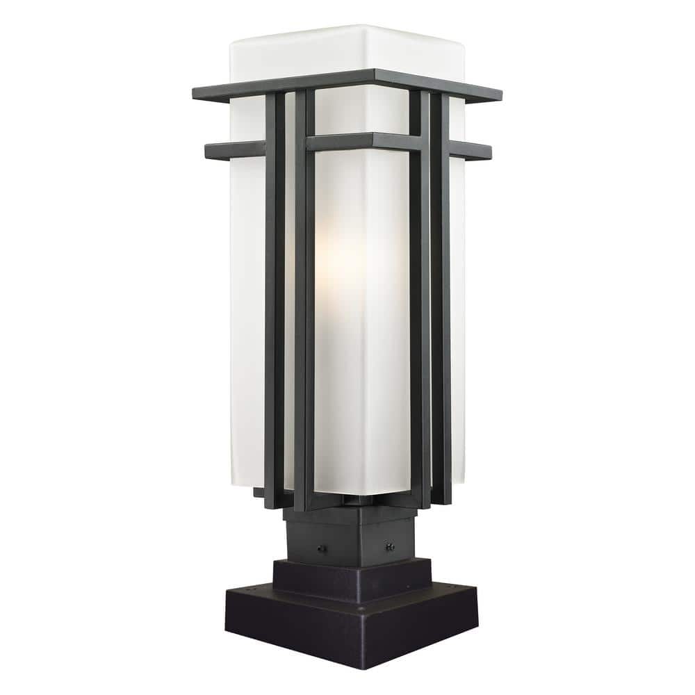 Abbey 21 .75 in. 1-Light Black Steel Hardwired Outdoor Weather Resistant Pi
