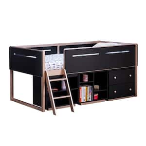 Prescott 25 in. Wide Black and Rose-Gold 2 Shelf Standard Bookcase