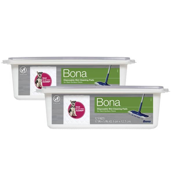 Hard-Surface Floor Disposable Wet Mop Cleaning Pad Refills 12 Count (2-Pack)