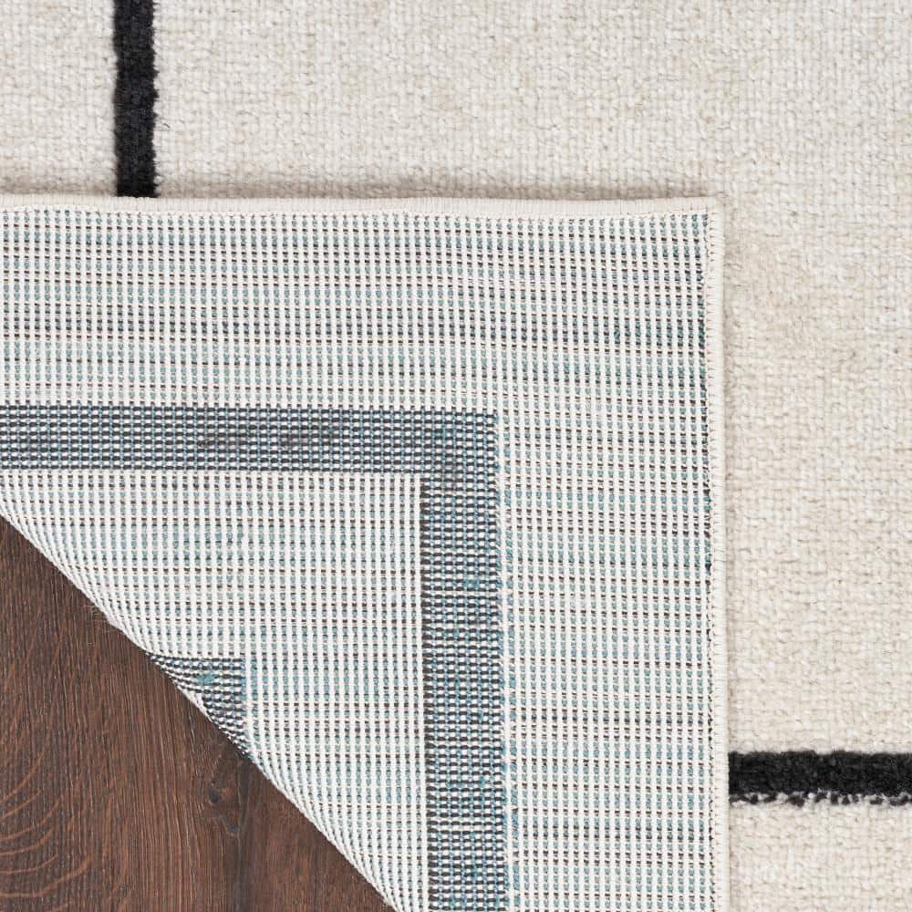 Nourison Essentials Double Bordered Ivory & Black Outdoor Rug
