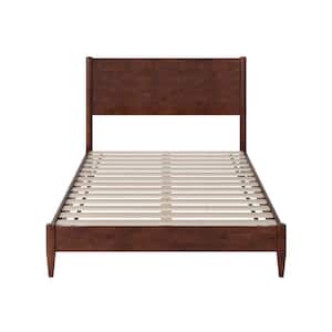 Pasadena Walnut Brown Solid Wood Frame Full Low Profile Platform Bed