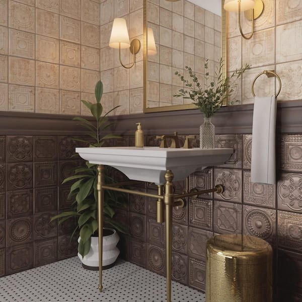Merola Tile Ritz Metallo Copper 8 in. x 8 in. Ceramic Wall Tile
