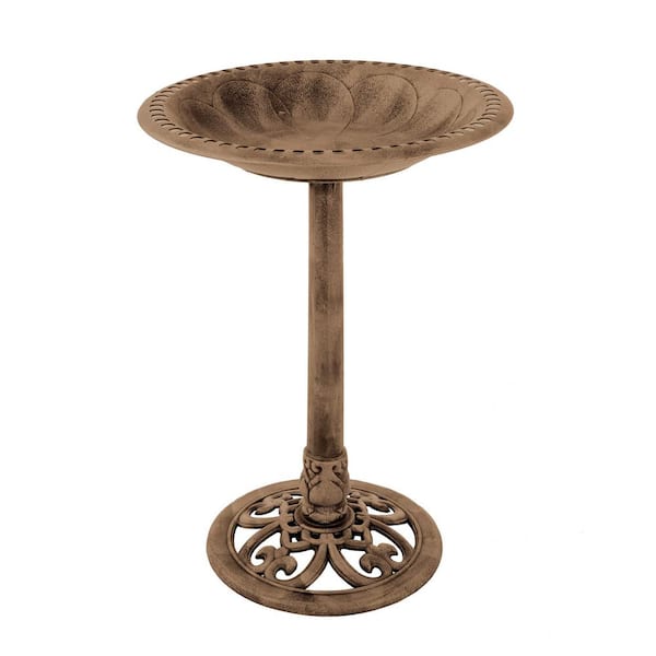 Unbranded 20 in. L x 20 in. W x 28 in. H Antique Flower Birdbath, Bronze