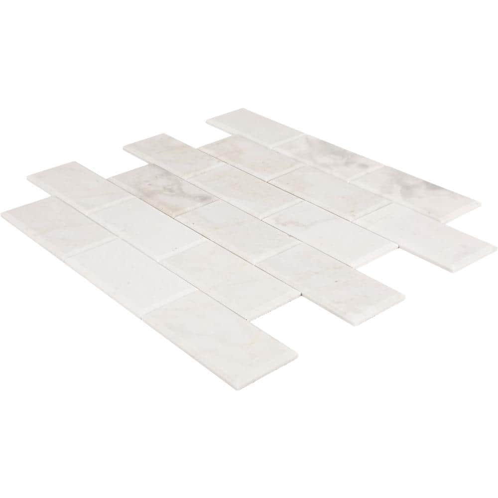 Daphne White Matte Peel and Stick Marble Mosaic Tile