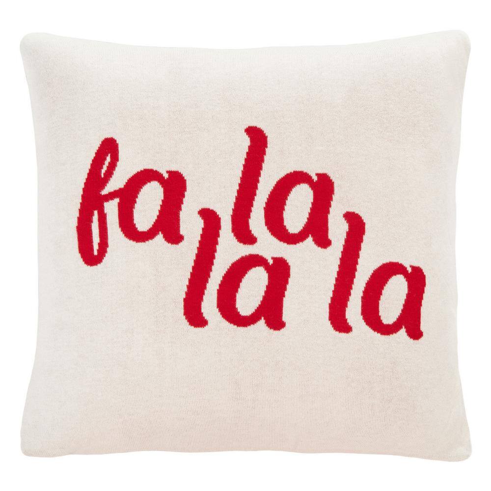 Red and White Cotton Christmas Throw Pillow
