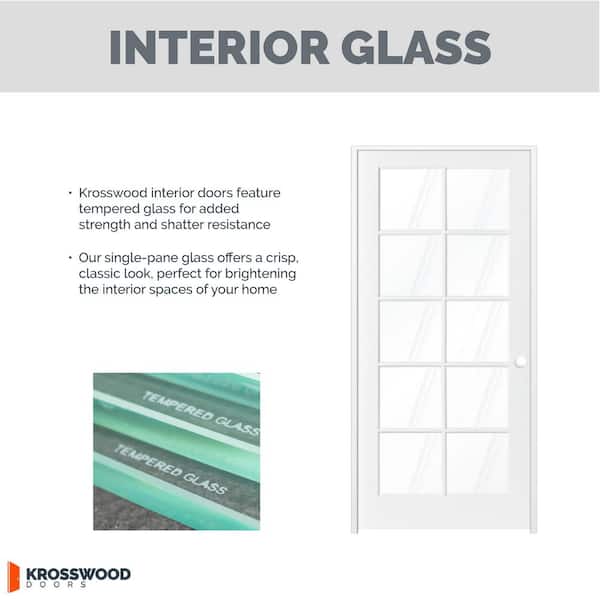 Krosswood Doors 24 in. x 80 in. Shaker MDF Primed Wood Low-E Glass