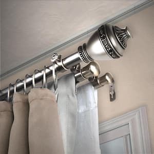 13/16" Dia Adjustable 28" to 48" Triple Curtain Rod in Satin Nickel with Alfonso Finials