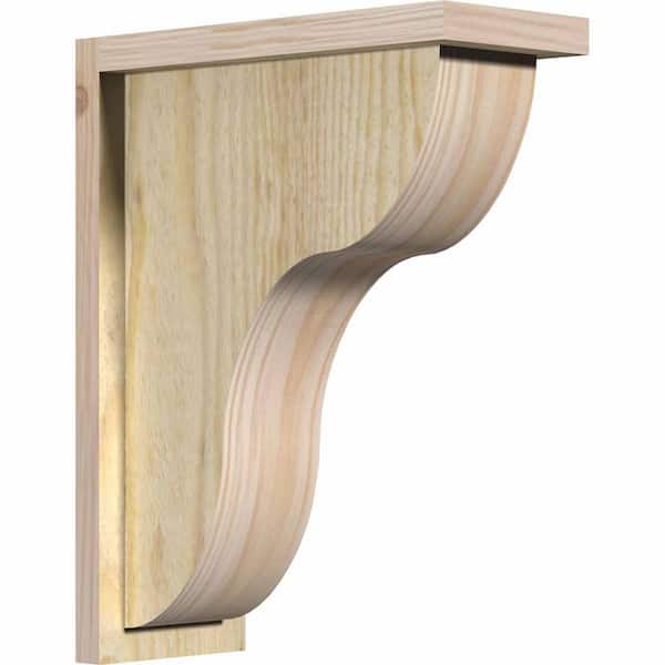 Ekena Millwork 6 in. x 14 in. x 18 in. Douglas Fir Carmel Rough Sawn Corbel with Backplate