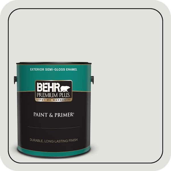 BEHR PREMIUM PLUS 1 gal. #BL-W13 Silver Polish Semi-Gloss Enamel Exterior Paint & Primer