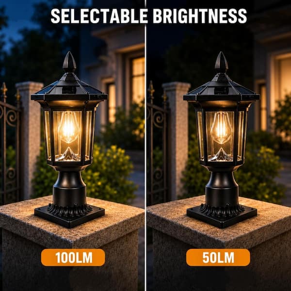 NEXTOP 1-Light Black Solar Outdoor Weather Resistant Post Light