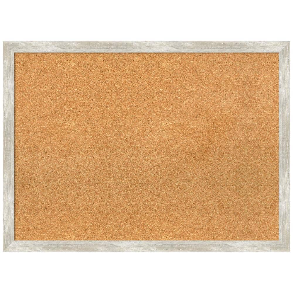 Natural Cork Board with Crackled Metallic Silver Frame