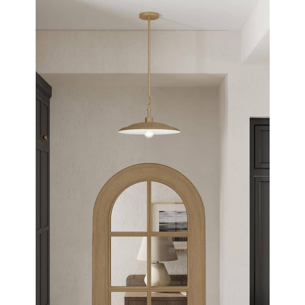 Minka Lavery York 60-Watt 1-Light Natural Brass Pendant Light with