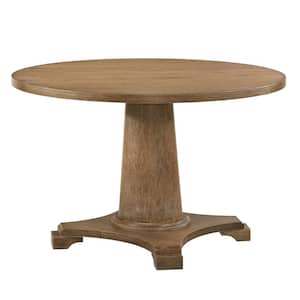 Yotam 48 in. Round Salvaged Oak Finish Wood Dining Table Seats-4