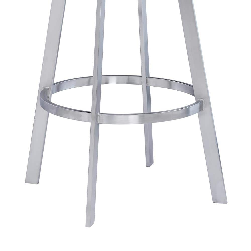 Dione 20" Gray Faux Leather Swivel Metal Bar Stool