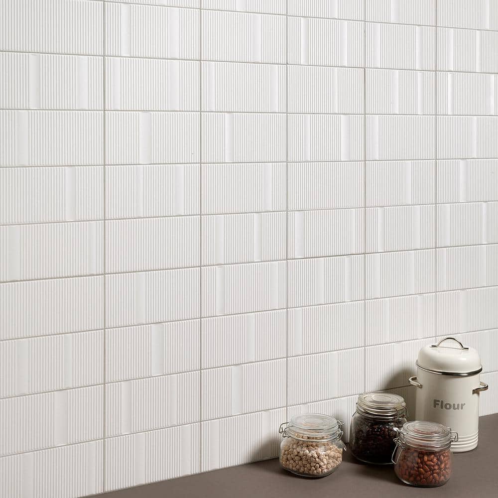 Flyer White 8'' x 16'' Matte Ceramic Wall Tile