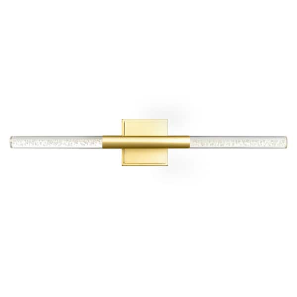 CWI Lighting Dragonswatch 26 in. 1-Light Integrated LED Satin Gold Vanity Light