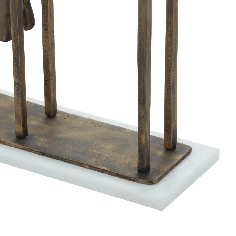 Modern Gold Aluminum Gymnasts Sculpture on Marble Base
