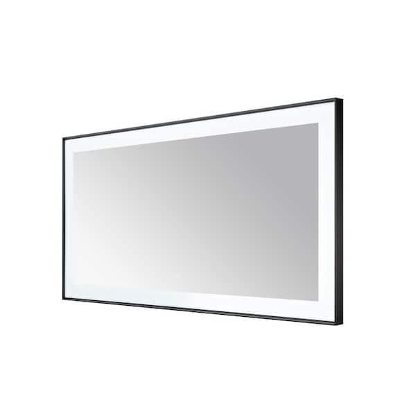 Lexington 72 in. W x 36 in. H Rectangular Framed Wall Mount Bathroom Vanity Mirror in Matte Black LED Lighted Defogger