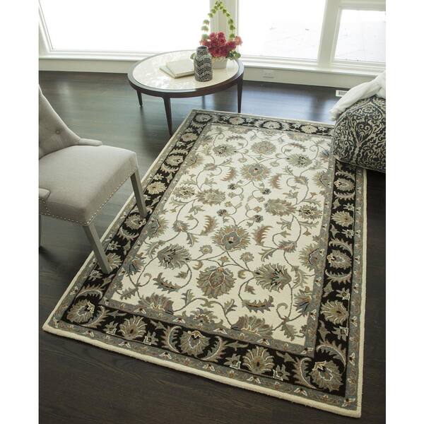 New Dynasty Ivory Charcoal Area Rug - 2 X 8
