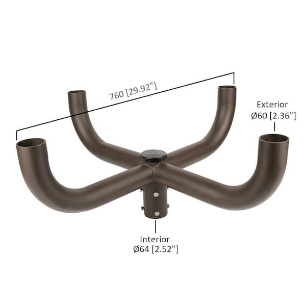17 in. 90-Degree Quad Bullhorn Mounting Bracket Tenon Adapter for Round Outdoor Pole Lights