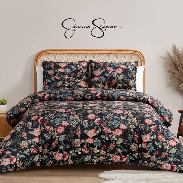 Jessica Simpson Arcadian Blooms Velvet 2-Piece Black Floral