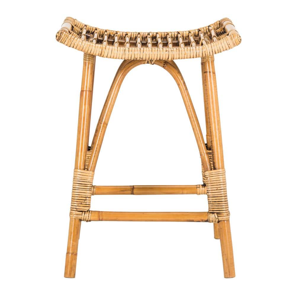 Transitional Saddle Style 25" Wood Counter Stool in Brown