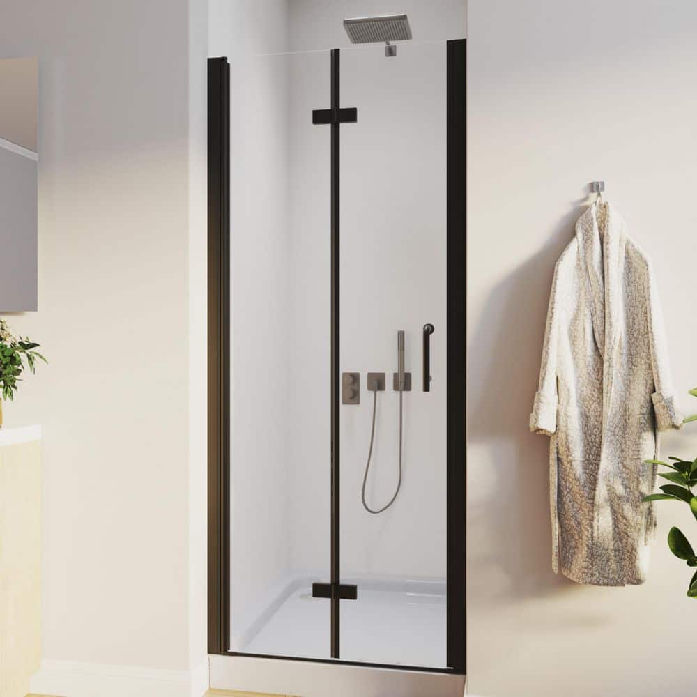 30 to 31-1/4 in. W x 72 in. H Bi-Fold Frameless Shower Doors in Black with Clear Glass price history on PriceWatchPro