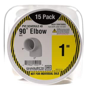 1 in. PVC Sch 40 90-Degree Elbow Pro Pack (15-Pack)