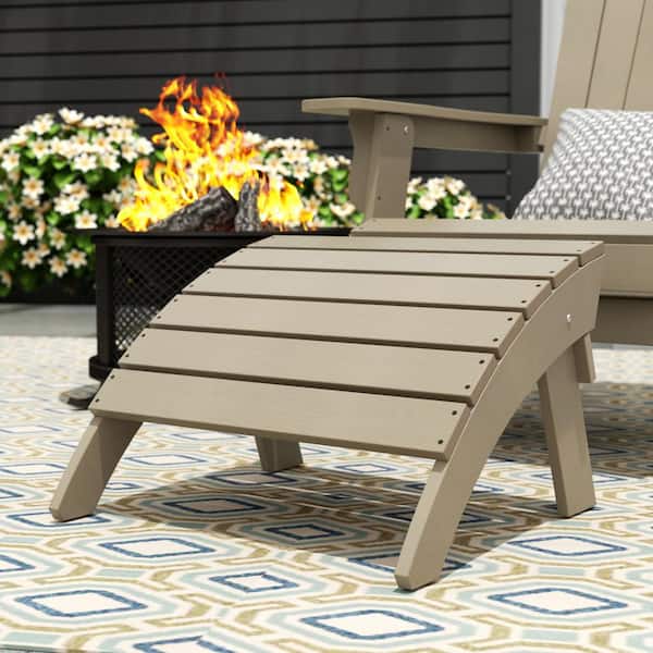 WESTIN OUTDOOR Vineyard Taupe Plastic Outdoor Folding Adirondack Ottoman