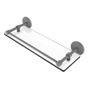 16 in. Tempered Glass Shelf with Gallery Rail in Matte Gray