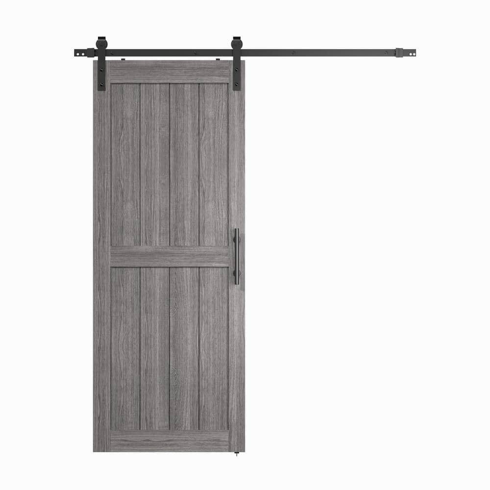 32 in. x 84 in. MDF Sliding Barn Door with Hardware Kit, Covered with Water