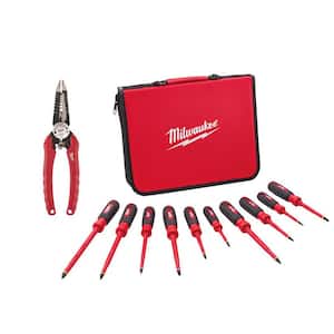 10-Piece 1000-Volt Insulated Screwdriver Set with Combination Electricians 6-in-1 Wire Strippers Pliers