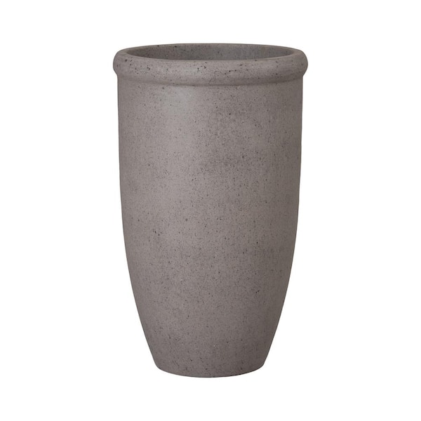 Emissary 13 in. L x 22 in. H Gray Terrazzo Round Planter