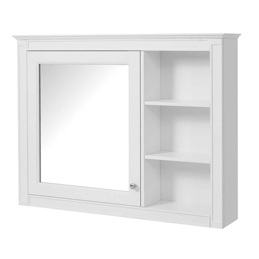 36 in. W x 28 in. H Rectangular White Wood Wall Mounted Medicine Cabinet with Mirror and 1 Adjustable Shelf price history on PriceWatchPro