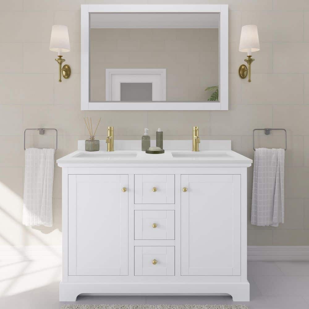 Avery 48 in. W x 22 in. D Double Bath Vanity in White with Cultured Marble Vanity Top in White with White Basins price history on PriceWatchPro