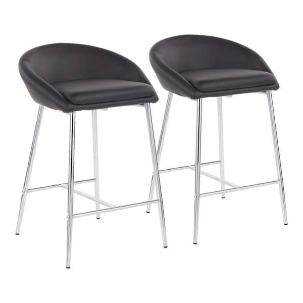 Lumisource Matisse 26 in. Counter Stool in Black Faux Leather and