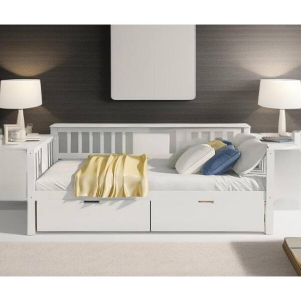 HomeRoots White Wood Frame Full Panel Bed