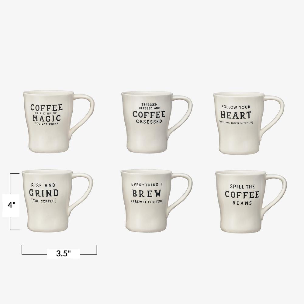 Inspirational White Ceramic Beverage Mug Set, 12 oz